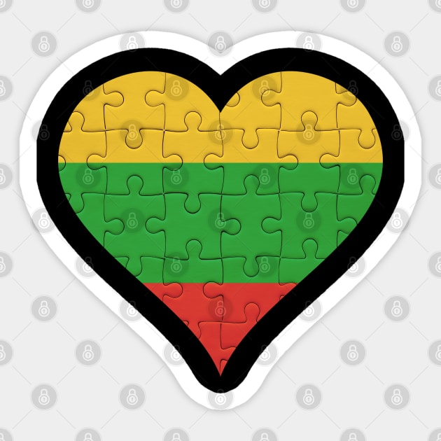 Lithuanian Jigsaw Puzzle Heart Design - Gift for Lithuanian With Lithuania Roots Sticker by Country Flags